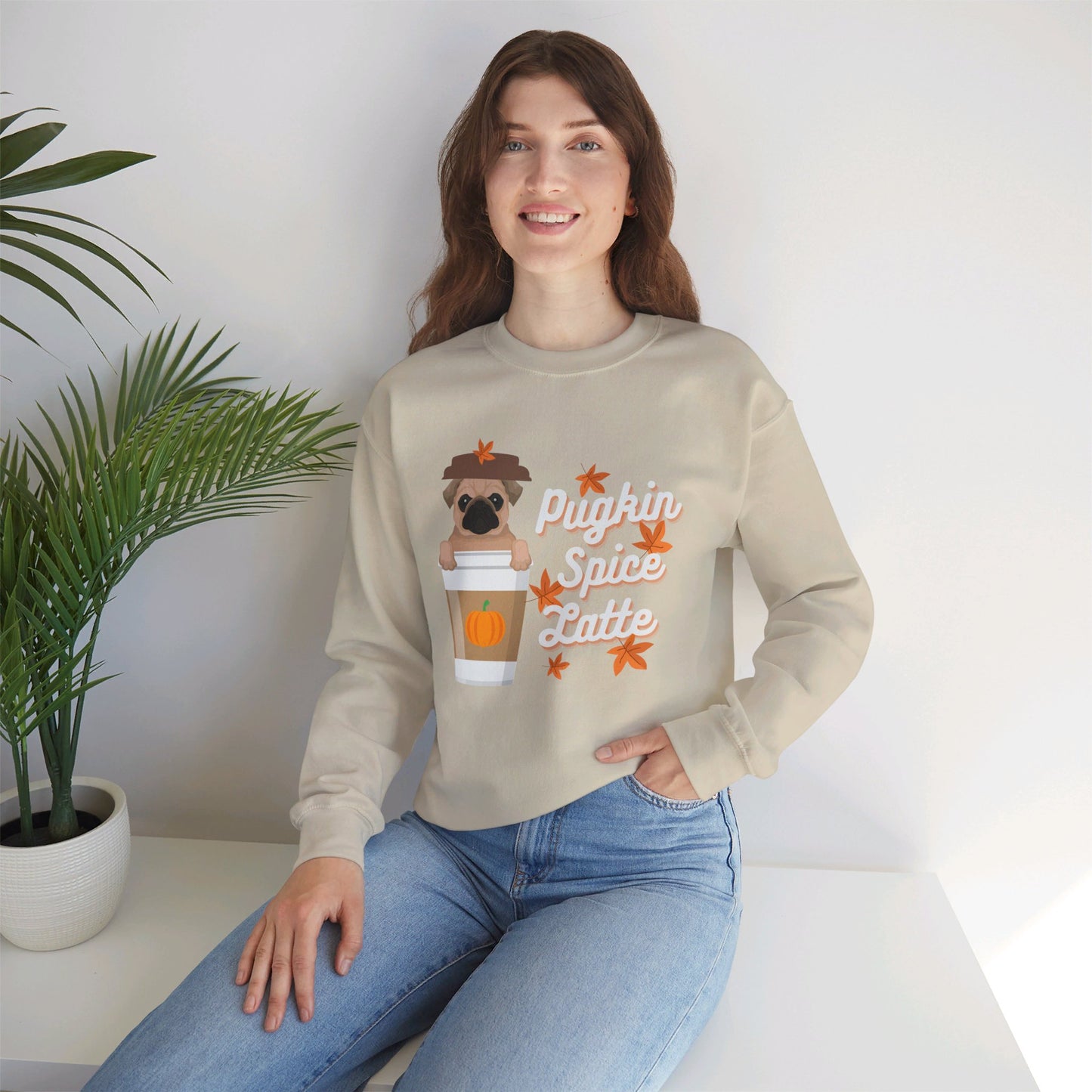 Funny Fall Sweatshirt - Pugkin Spice Latte - Pumpkin Spice, Pug Lover Sweatshirt, Cute Dog, Pug Life, Coffee Lover, Cozy Unisex Crewneck Sweatshirt