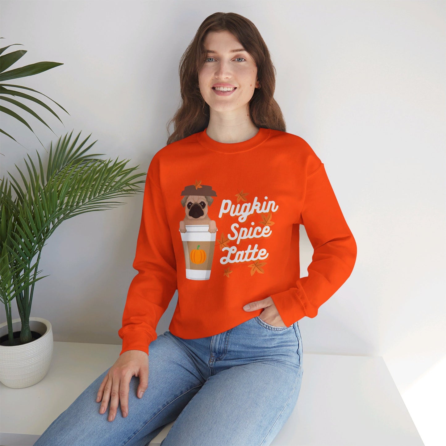 Funny Fall Sweatshirt - Pugkin Spice Latte - Pumpkin Spice, Pug Lover Sweatshirt, Cute Dog, Pug Life, Coffee Lover, Cozy Unisex Crewneck Sweatshirt