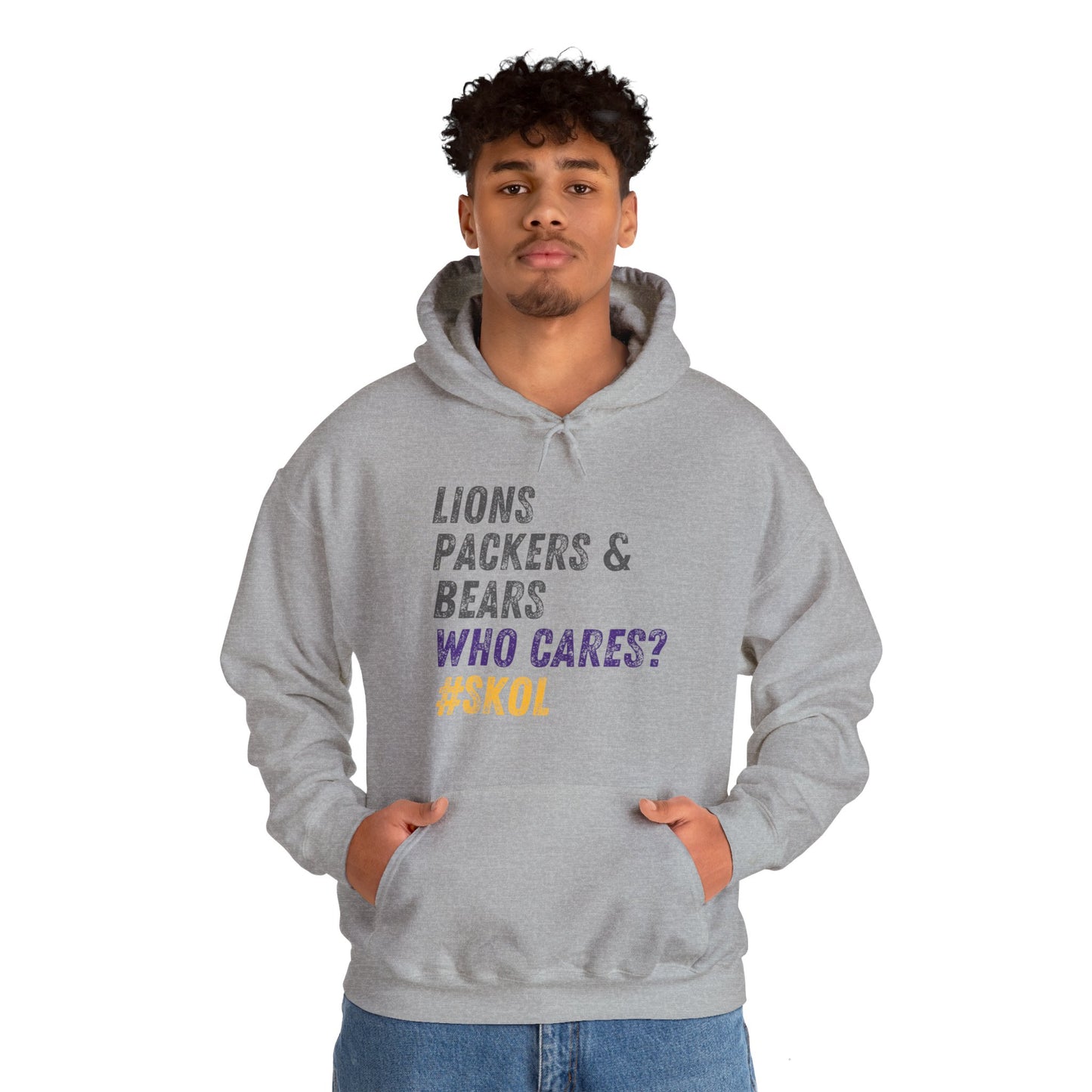 Funny Vikings Fan Hoodie - Lions Packers & Bears Who Cares? Minnesota Hoodie, Sunday Funday, SKOL, Vikings Gift, Unisex Gildan Hooded Sweatshirt
