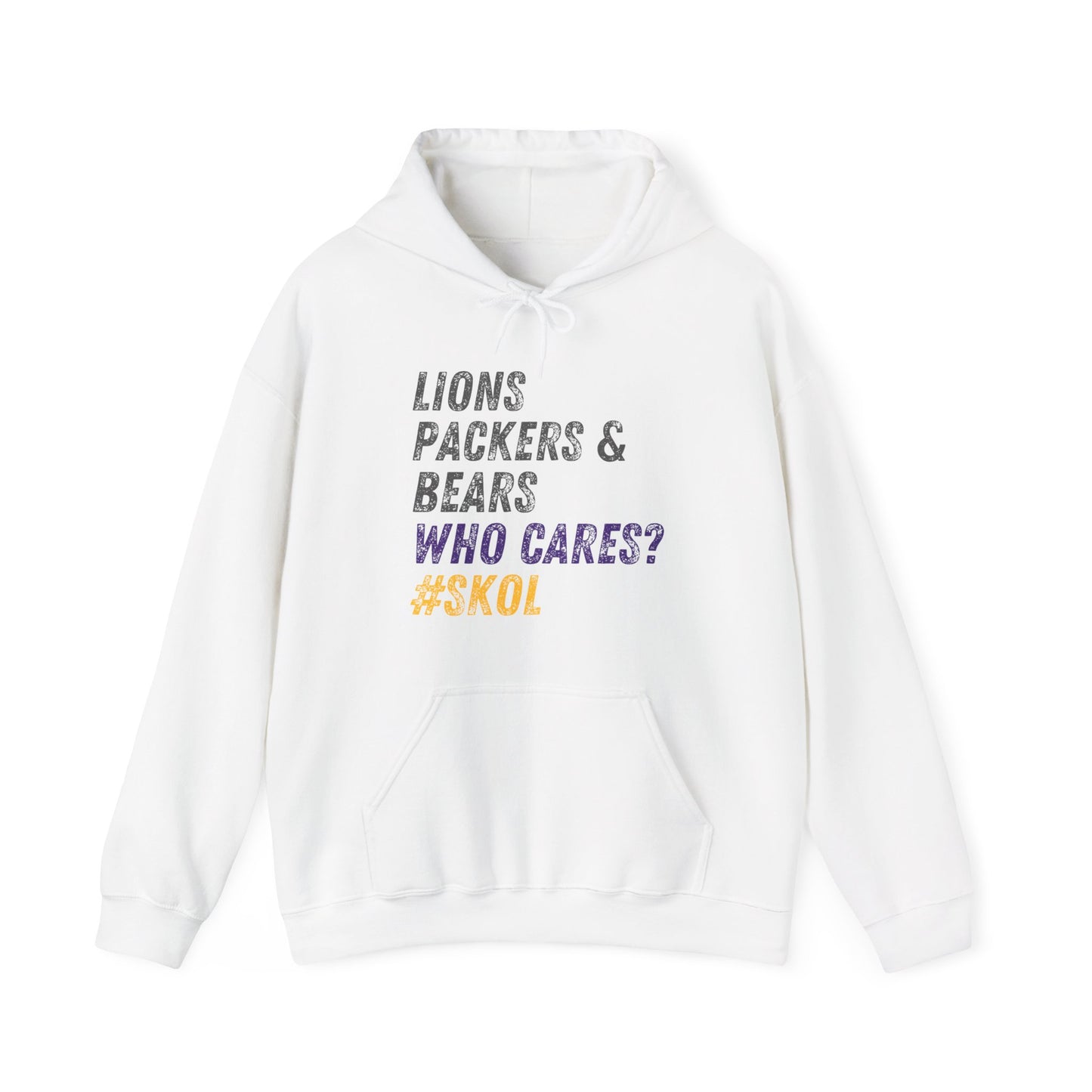 Funny Vikings Fan Hoodie - Lions Packers & Bears Who Cares? Minnesota Hoodie, Sunday Funday, SKOL, Vikings Gift, Unisex Gildan Hooded Sweatshirt