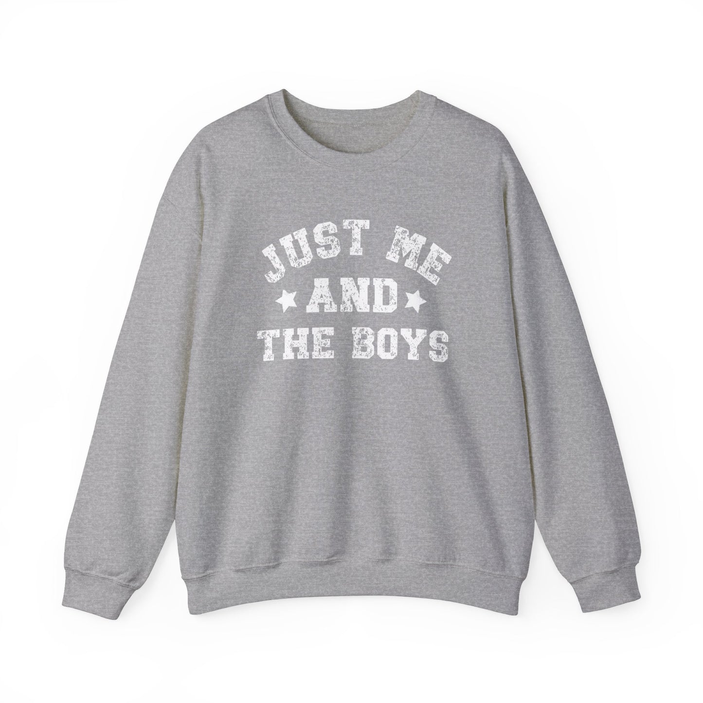 Cute "Just Me And The Boys" Crewneck Sweatshirt, Boy Mom Sweatshirt, Mom Of Boys, Outnumbered, Me and the Boys, Cozy Funny Sweatshirt