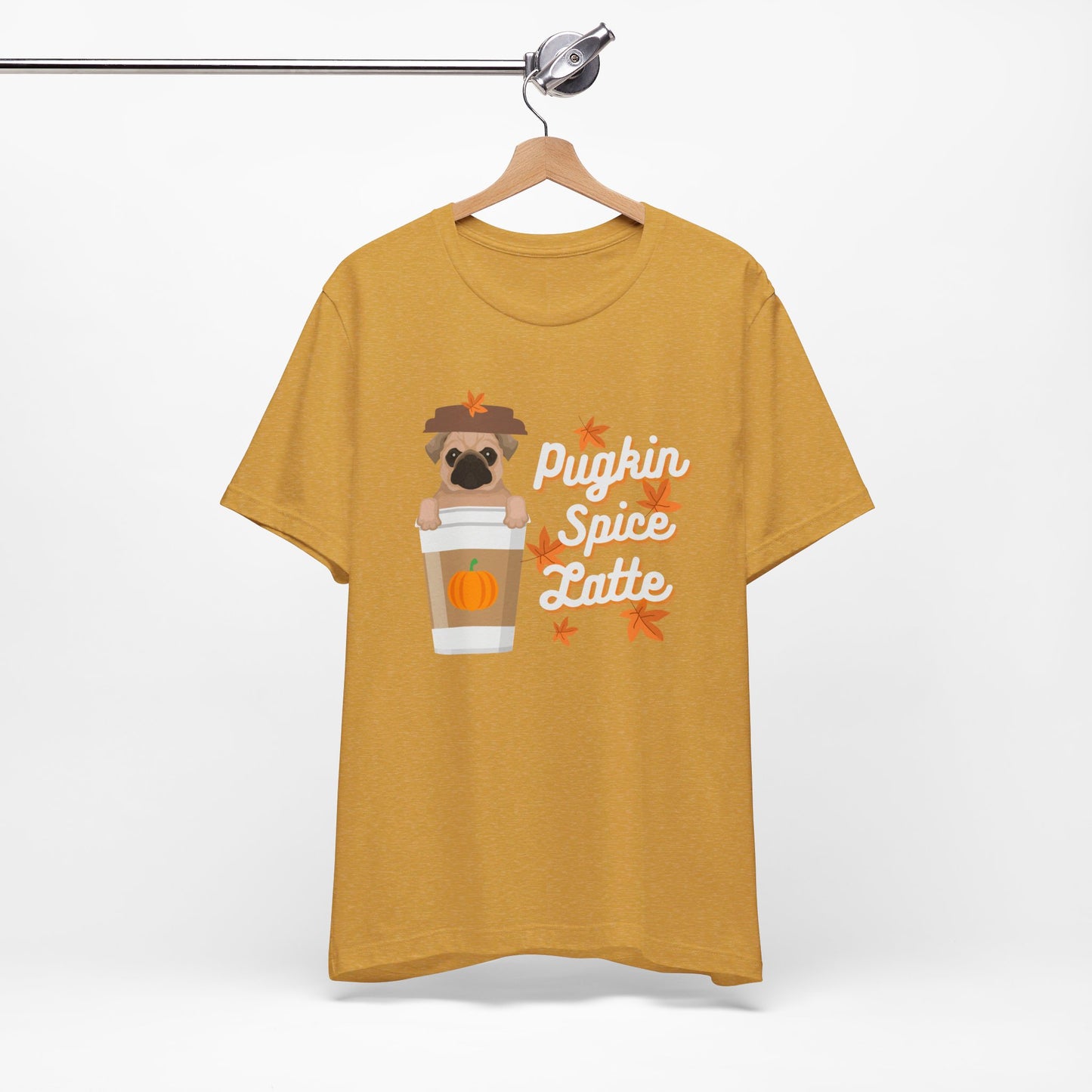 Funny Fall T-Shirt - Pugkin Spice Latte, Pug Lover T-Shirt, Pumpkin Spice Coffee Lover Shirt, Cute Dog Graphic Tee, Unisex Bella Canvas T-Shirt, Express Shipping Available