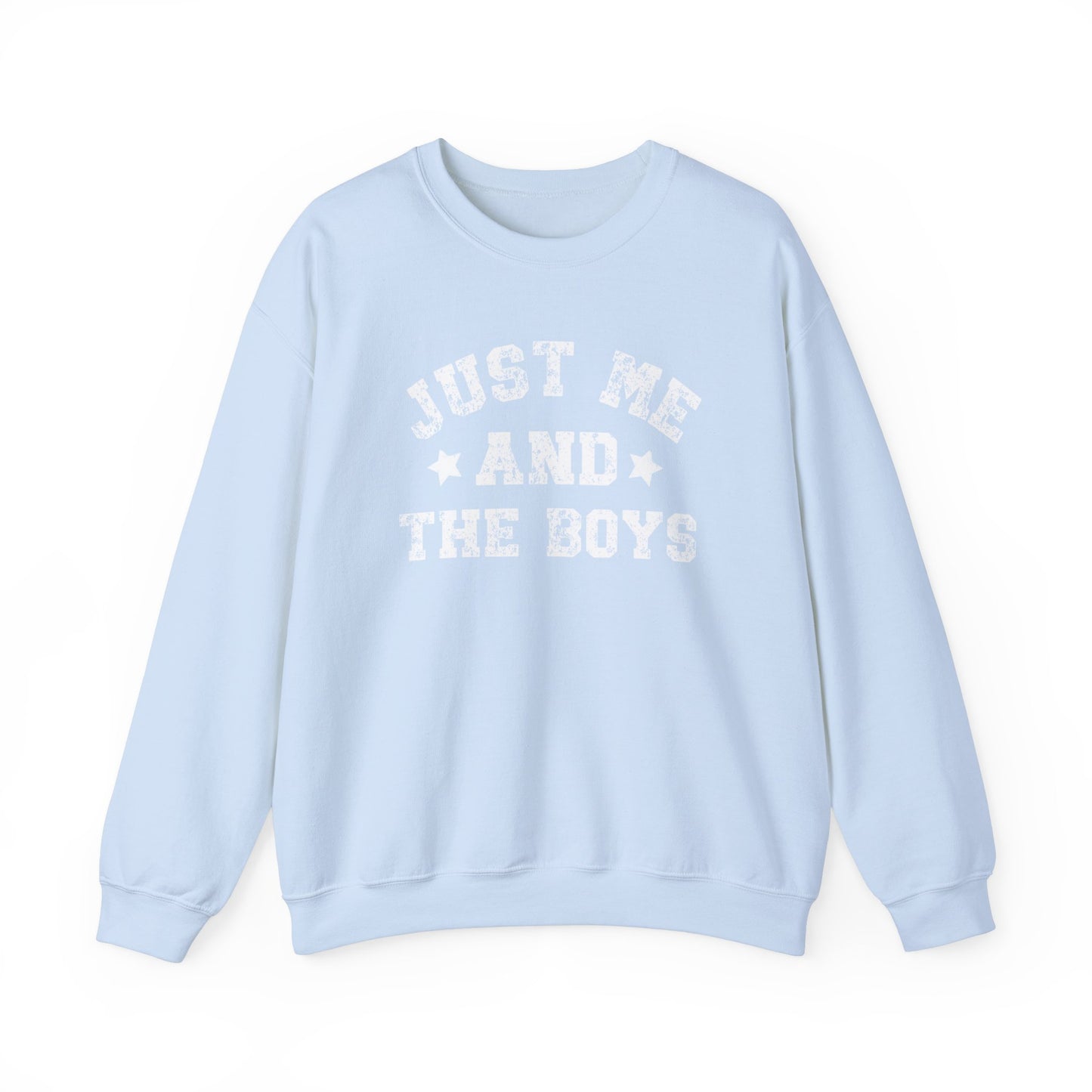 Cute "Just Me And The Boys" Crewneck Sweatshirt, Boy Mom Sweatshirt, Mom Of Boys, Outnumbered, Me and the Boys, Cozy Funny Sweatshirt