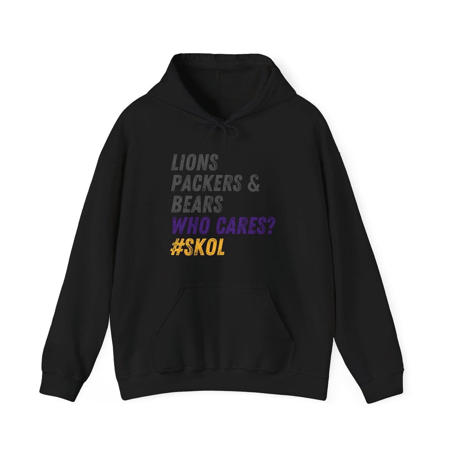 Funny Vikings Fan Hoodie - Lions Packers & Bears Who Cares? Minnesota Hoodie, Sunday Funday, SKOL, Vikings Gift, Unisex Gildan Hooded Sweatshirt
