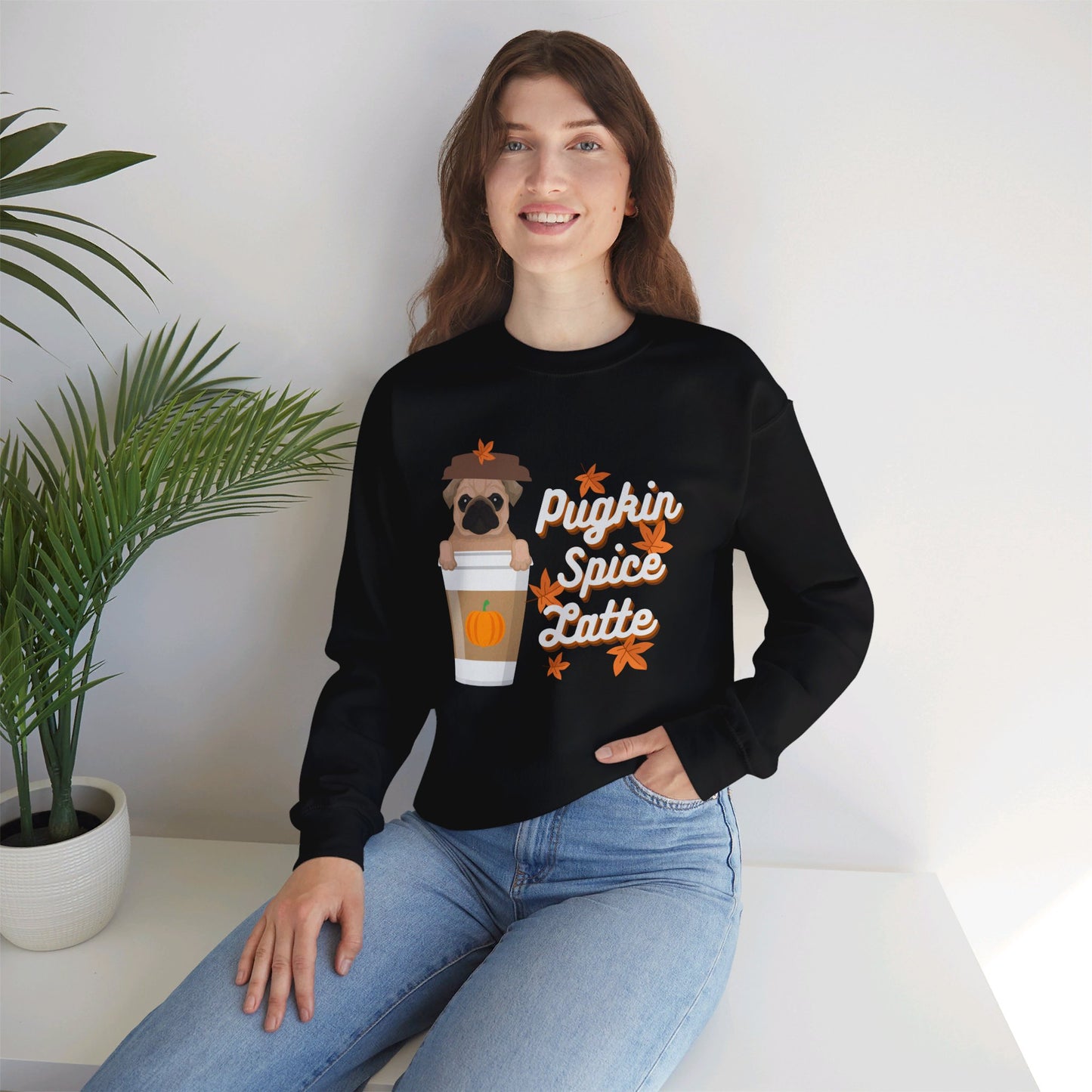 Funny Fall Sweatshirt - Pugkin Spice Latte - Pumpkin Spice, Pug Lover Sweatshirt, Cute Dog, Pug Life, Coffee Lover, Cozy Unisex Crewneck Sweatshirt