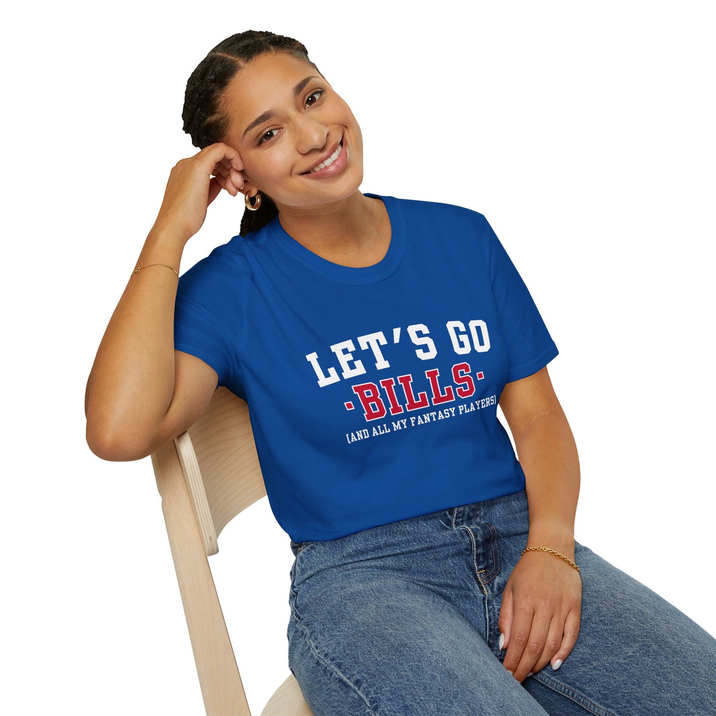 Funny Bills Fan Fantasy Football Game Day T-Shirt - NFL - Let's Go Bills And All My Fantasy Players, Buffalo Bills Gift - Fantasy Team - Let's Go - Bills Mafia - Sunday Funday, Unisex Softstyle T-Shirts