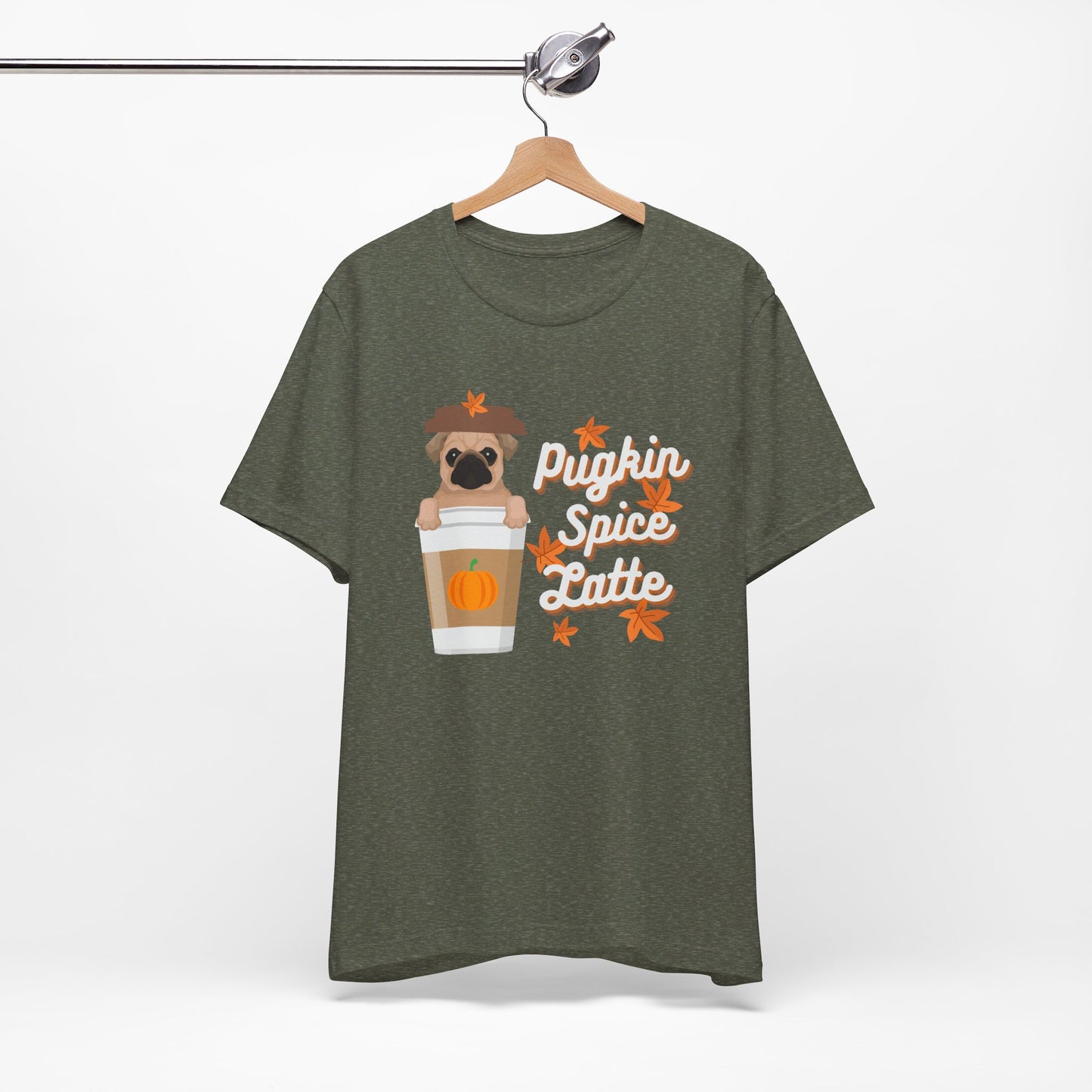 Funny Fall T-Shirt - Pugkin Spice Latte, Pug Lover T-Shirt, Pumpkin Spice Coffee Lover Shirt, Cute Dog Graphic Tee, Unisex Bella Canvas T-Shirt, Express Shipping Available