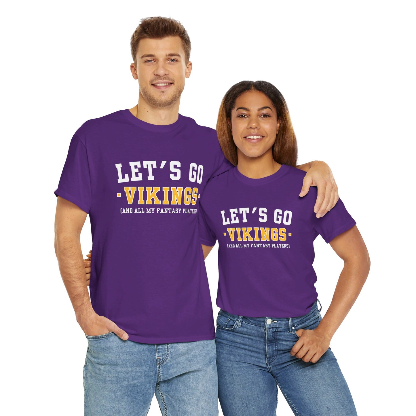 Funny Vikings Fan Game Day T-Shirt - Let's Go Vikings And All My Fantasy Players - Minnesota Vikings Gift - Fantasy - Let's Go Vikes - SKOL - Sunday Funday Shirt, Unisex Cotton T-Shirt