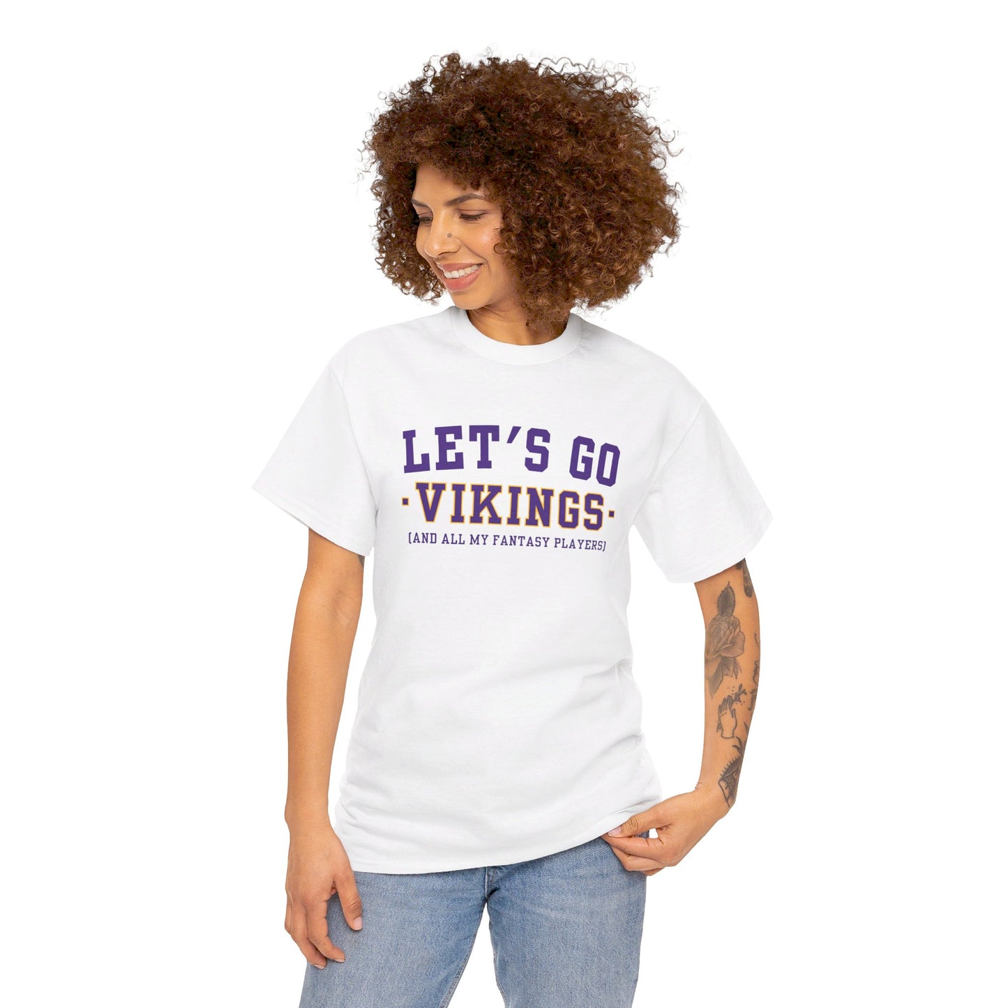 Funny Vikings Fan Game Day T-Shirt - Let's Go Vikings And All My Fantasy Players - Minnesota Vikings Gift - Fantasy - Let's Go Vikes - SKOL - Sunday Funday Shirt, Unisex Cotton T-Shirt