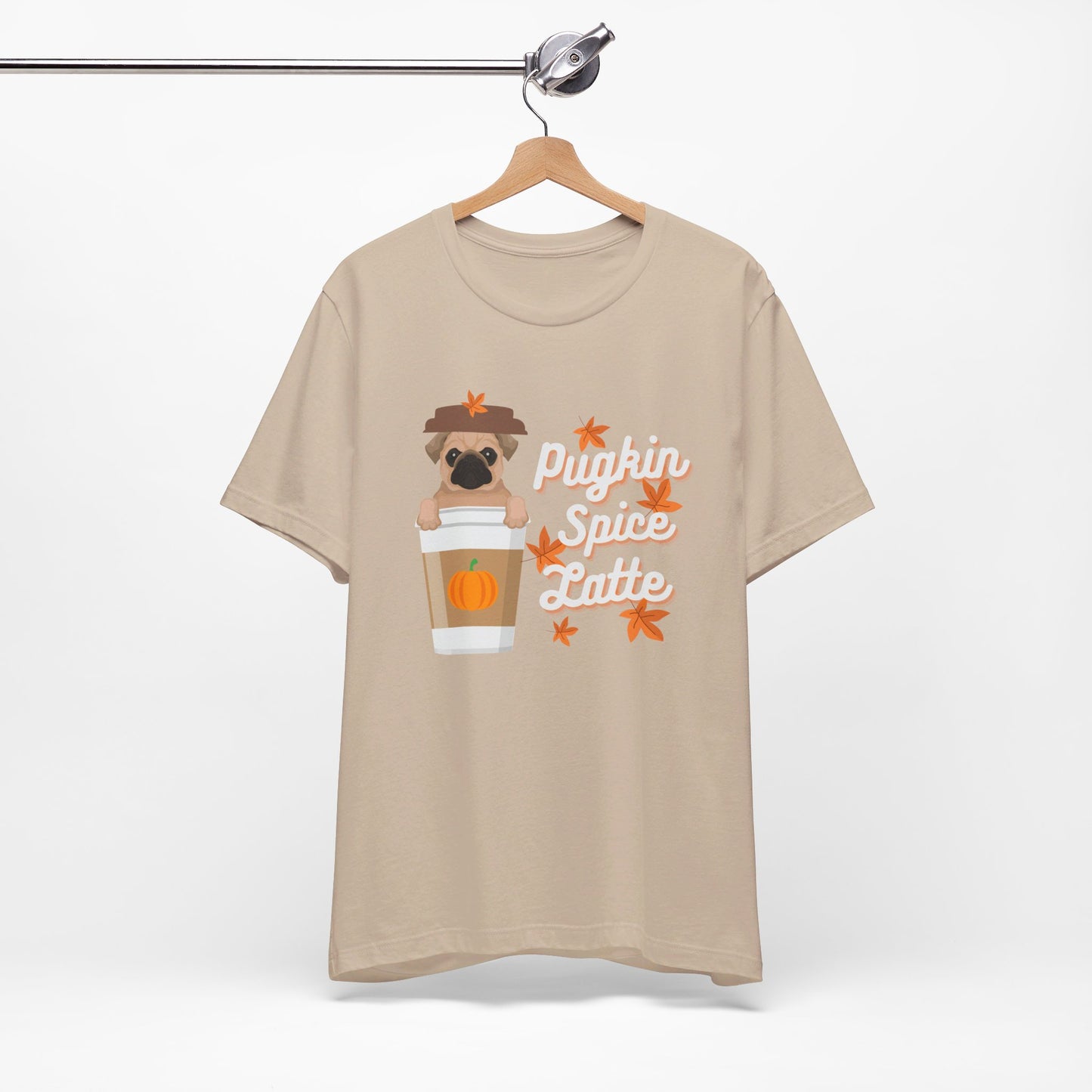 Funny Fall T-Shirt - Pugkin Spice Latte, Pug Lover T-Shirt, Pumpkin Spice Coffee Lover Shirt, Cute Dog Graphic Tee, Unisex Bella Canvas T-Shirt, Express Shipping Available