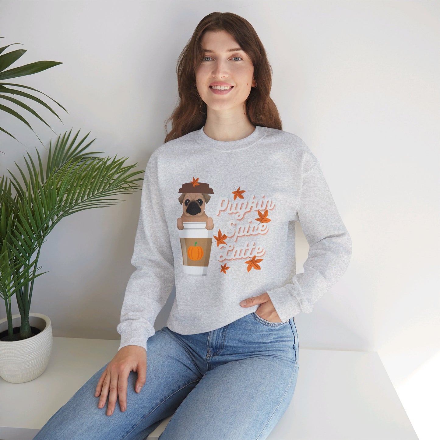 Funny Fall Sweatshirt - Pugkin Spice Latte - Pumpkin Spice, Pug Lover Sweatshirt, Cute Dog, Pug Life, Coffee Lover, Cozy Unisex Crewneck Sweatshirt