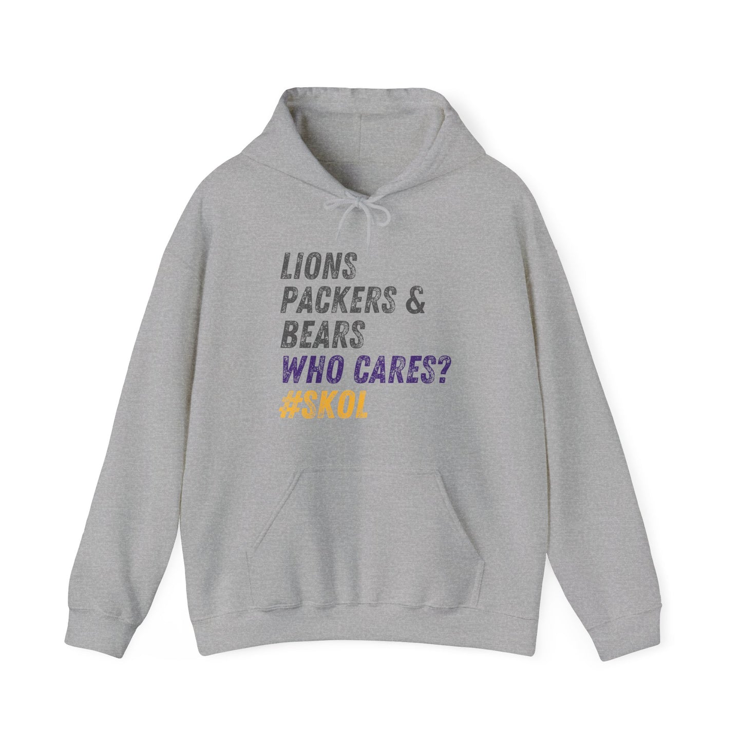 Funny Vikings Fan Hoodie - Lions Packers & Bears Who Cares? Minnesota Hoodie, Sunday Funday, SKOL, Vikings Gift, Unisex Gildan Hooded Sweatshirt