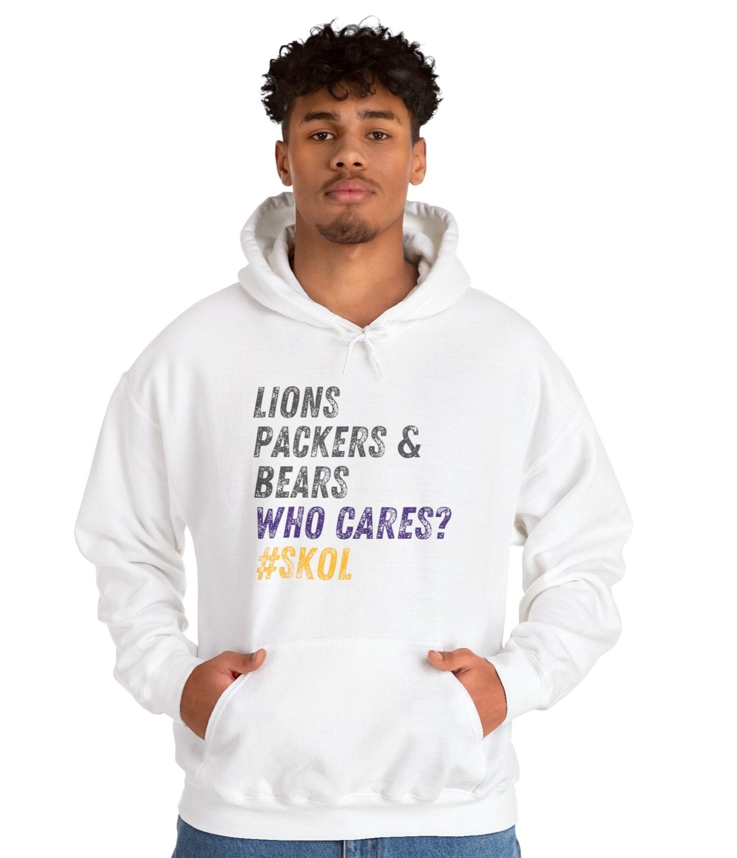 Funny Vikings Fan Hoodie - Lions Packers & Bears Who Cares? Minnesota Hoodie, Sunday Funday, SKOL, Vikings Gift, Unisex Gildan Hooded Sweatshirt