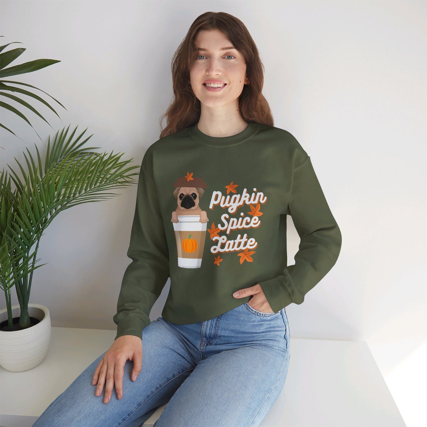 Funny Fall Sweatshirt - Pugkin Spice Latte - Pumpkin Spice, Pug Lover Sweatshirt, Cute Dog, Pug Life, Coffee Lover, Cozy Unisex Crewneck Sweatshirt