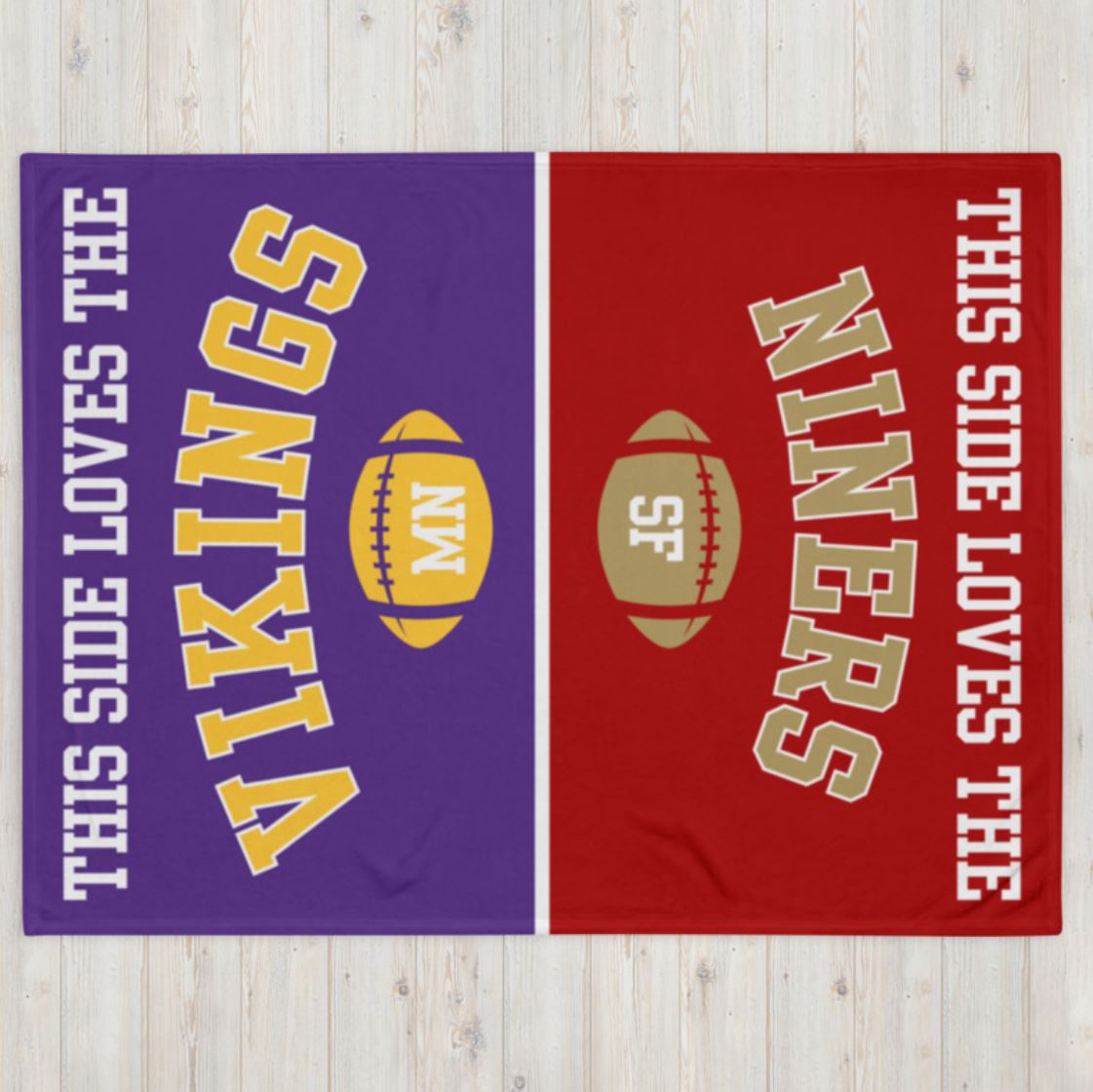 Customized Blanket for Split Households - NFL Football House Divided - Choose Your Side - Soft Silk Touch Throw - Rival Teams - Personalized