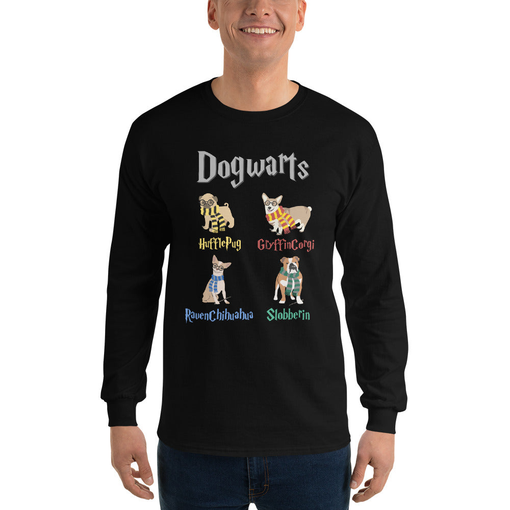 Funny Harry Potter Inspired Long Sleeve T-Shirt, Dogwarts Houses, Harry Potter & Dog Lover Shirt, Corgi, Pug, Chihuahua, Bulldog, Unisex Long Sleeve Shirt