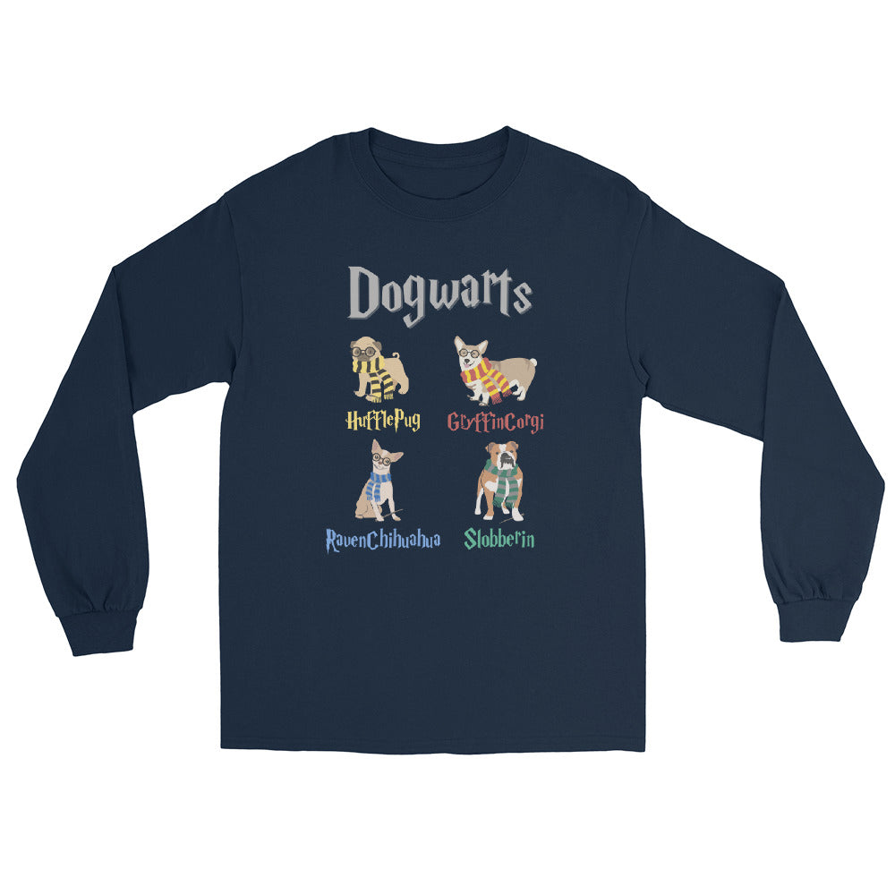 Funny Harry Potter Inspired Long Sleeve T-Shirt, Dogwarts Houses, Harry Potter & Dog Lover Shirt, Corgi, Pug, Chihuahua, Bulldog, Unisex Long Sleeve Shirt