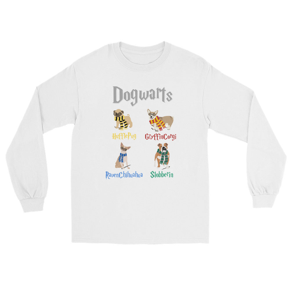 Funny Harry Potter Inspired Long Sleeve T-Shirt, Dogwarts Houses, Harry Potter & Dog Lover Shirt, Corgi, Pug, Chihuahua, Bulldog, Unisex Long Sleeve Shirt