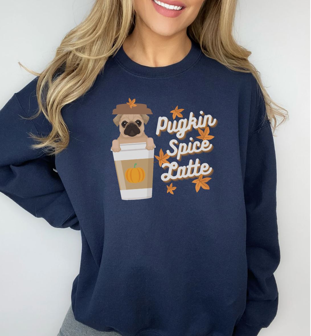 Funny Fall Sweatshirt - Pugkin Spice Latte - Pumpkin Spice, Pug Lover Sweatshirt, Cute Dog, Pug Life, Coffee Lover, Cozy Unisex Crewneck Sweatshirt