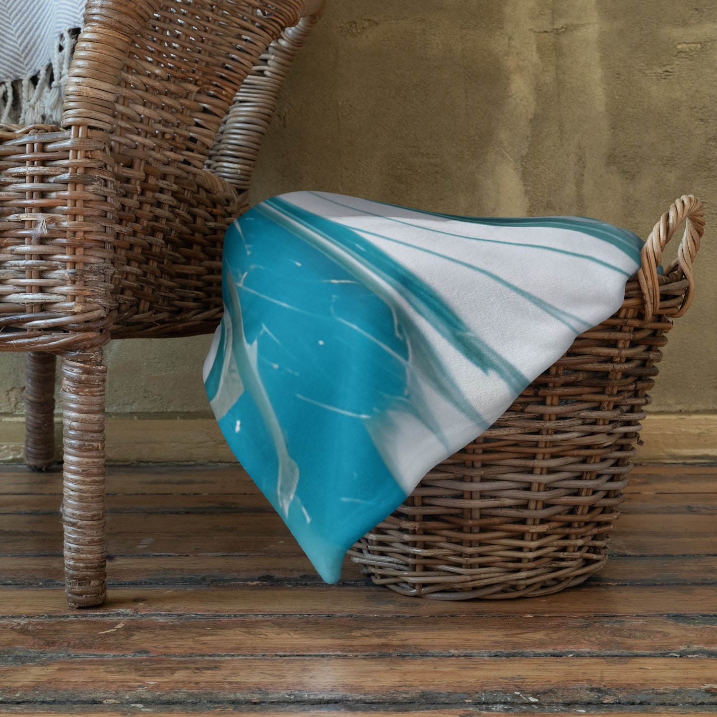 Soft Silk Touch Throw Blanket - Teal, Gray, White Marble Abstract Design - Aqua Blue Cozy Blanket, Bright Colored Blanket - Beachy Decor