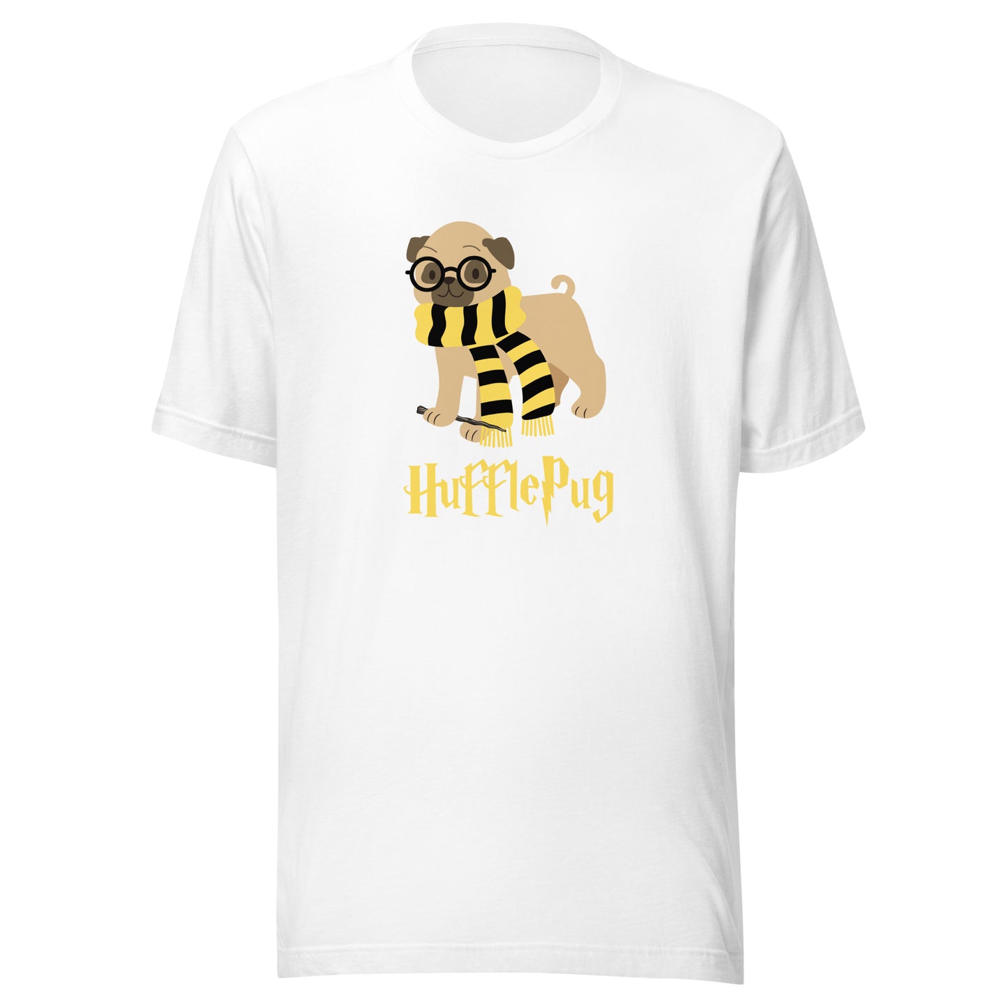 Funny Harry Potter Inspired Hufflepug T-Shirt, Pug Lover Shirt, Pug Mom Shirt, Pug Dad Shirt, Hufflepuff Shirt, Potterhead Tee, Harry Potter Gift, Unisex Bella Canvas T-Shirts