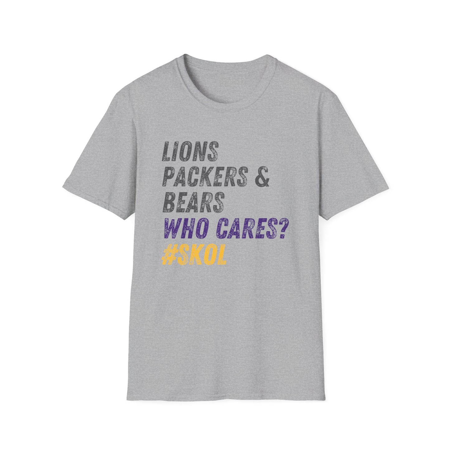 Funny Vikings Fan T-Shirt - NFL Football Shirt, Sunday Funday, Lions Packers & Bears Who Cares, Minnesota Shirt, SKOL Shirt, Vikings Gift, Unisex Gildan Softstyle T-Shirt