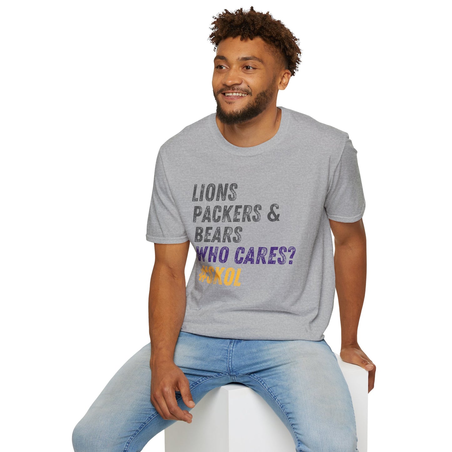 Funny Vikings Fan T-Shirt - NFL Football Shirt, Sunday Funday, Lions Packers & Bears Who Cares, Minnesota Shirt, SKOL Shirt, Vikings Gift, Unisex Gildan Softstyle T-Shirt