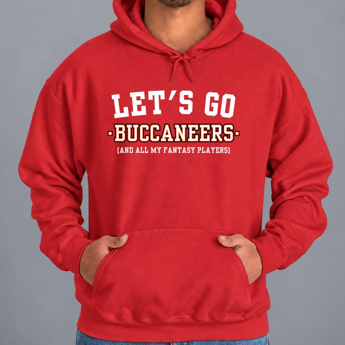 Let's Go Buccaneers Fantasy Football Hoodie — Red