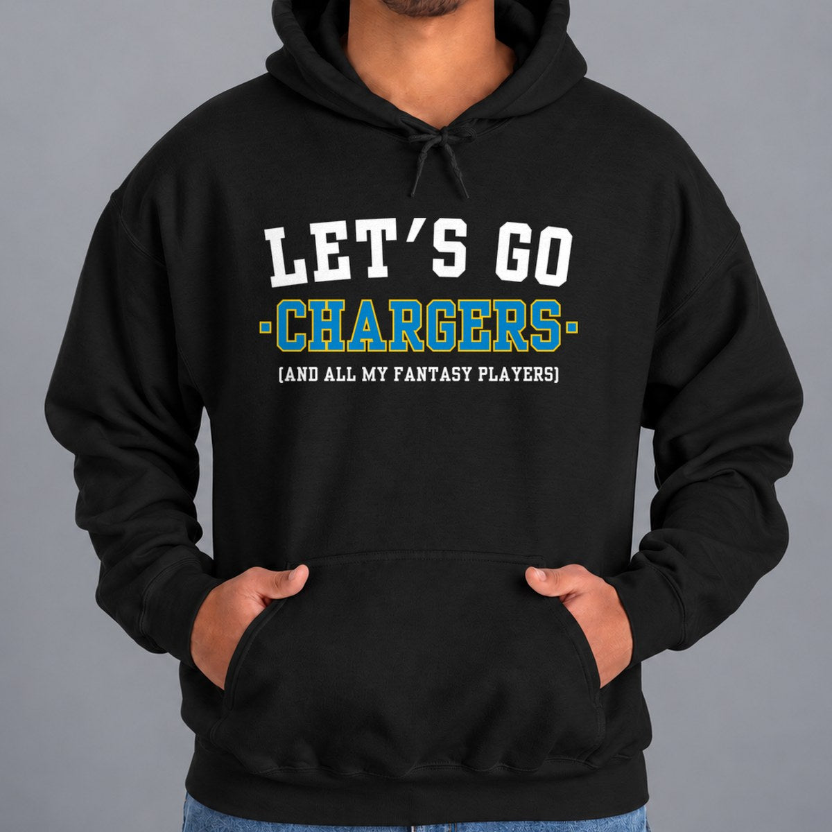 Let's Go Chargers Fantasy Football Hoodie — Black