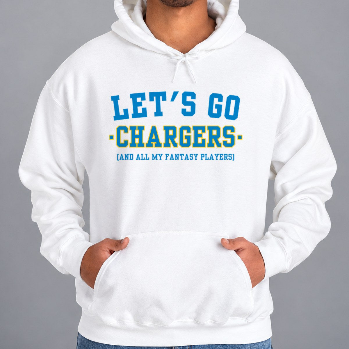Let's Go Chargers Fantasy Football Hoodie — White