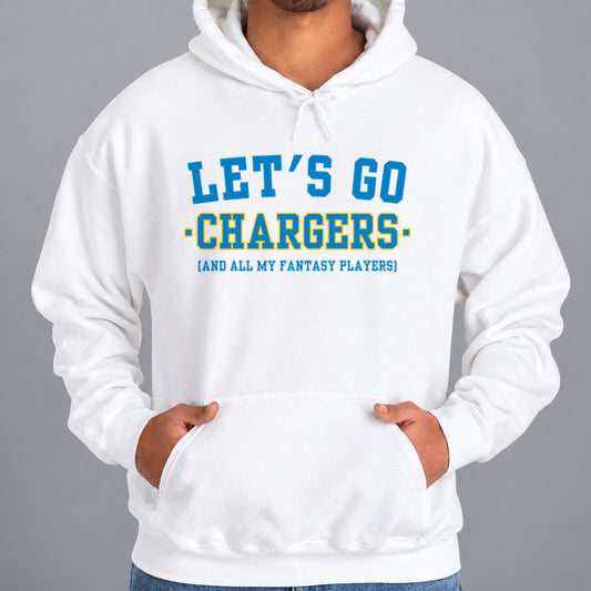 Let's Go Chargers Fantasy Football Hoodie — White