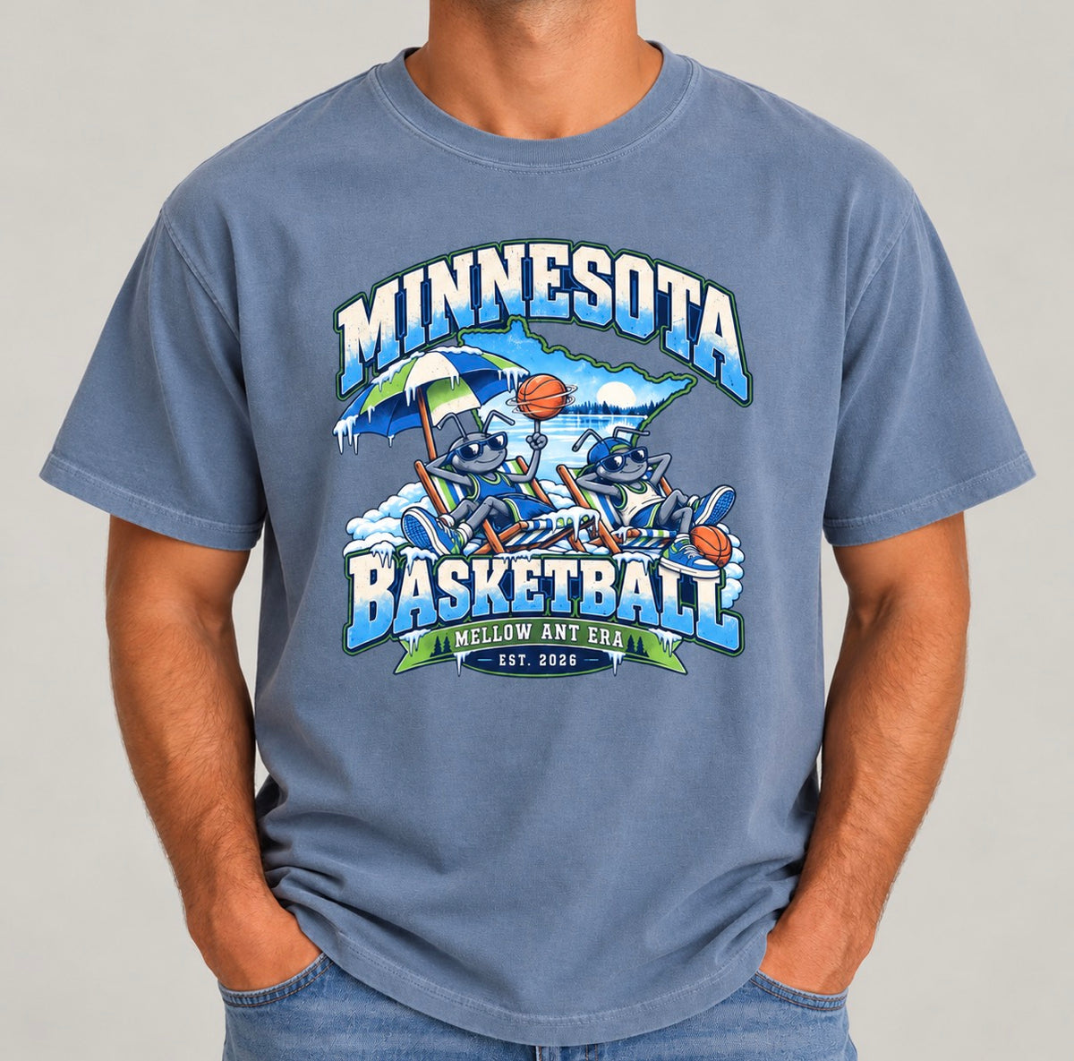 Minnesota Basketball Mellow Ant Era T-Shirt | Comfort Colors Retro Basketball Tee