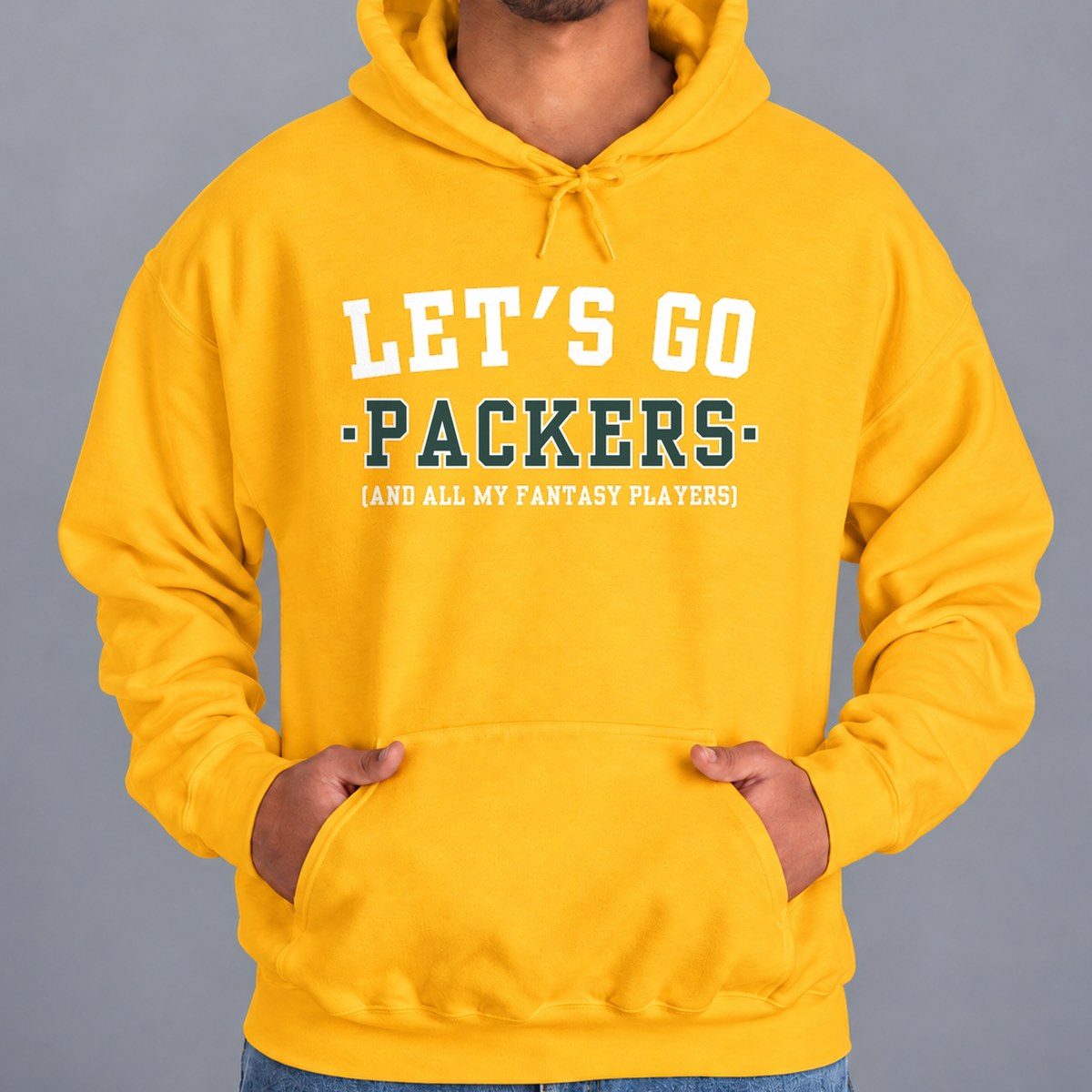Let's Go Packers Fantasy Football Hoodie — Gold