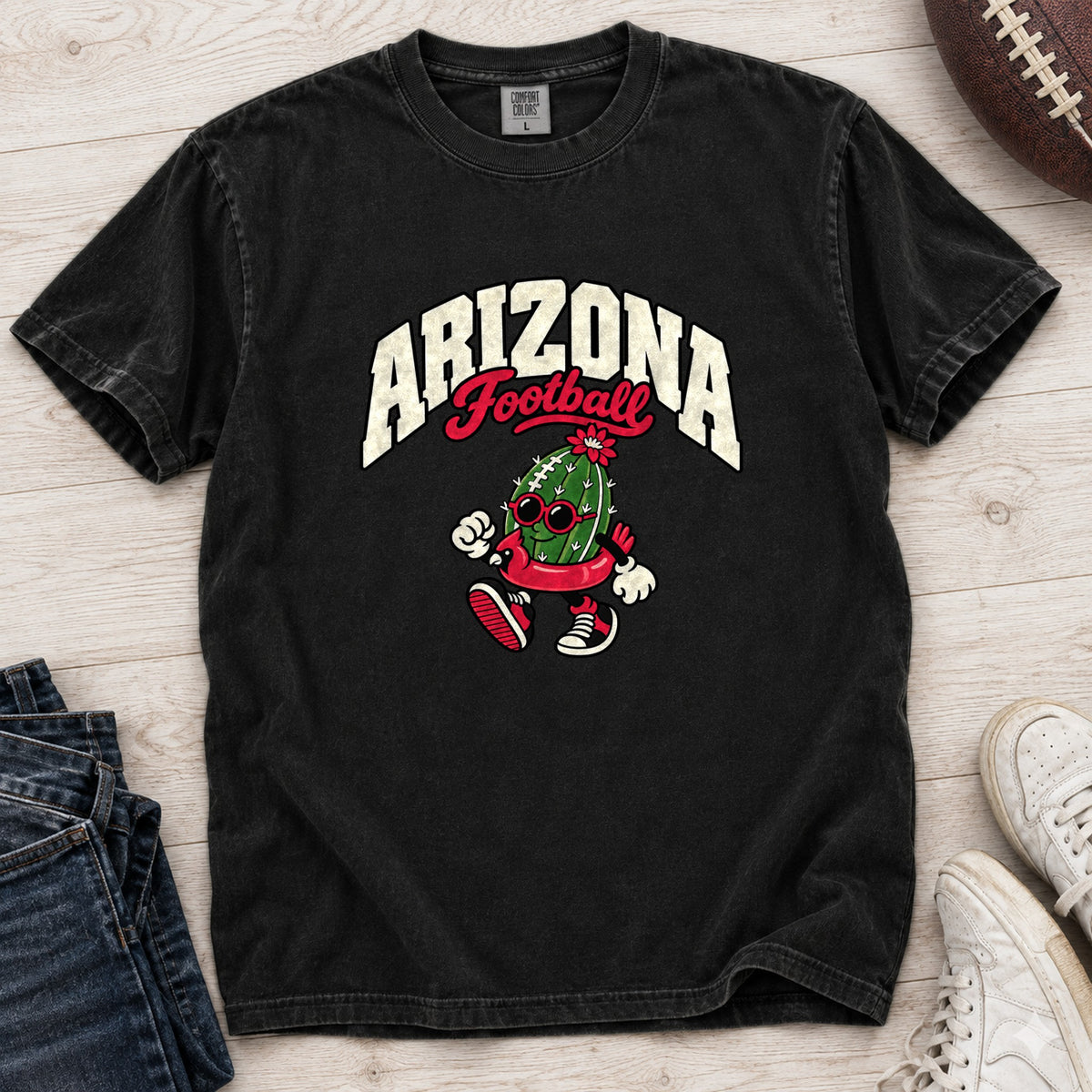 Arizona Football Retro Mascot T-Shirt in Comfort Colors Black