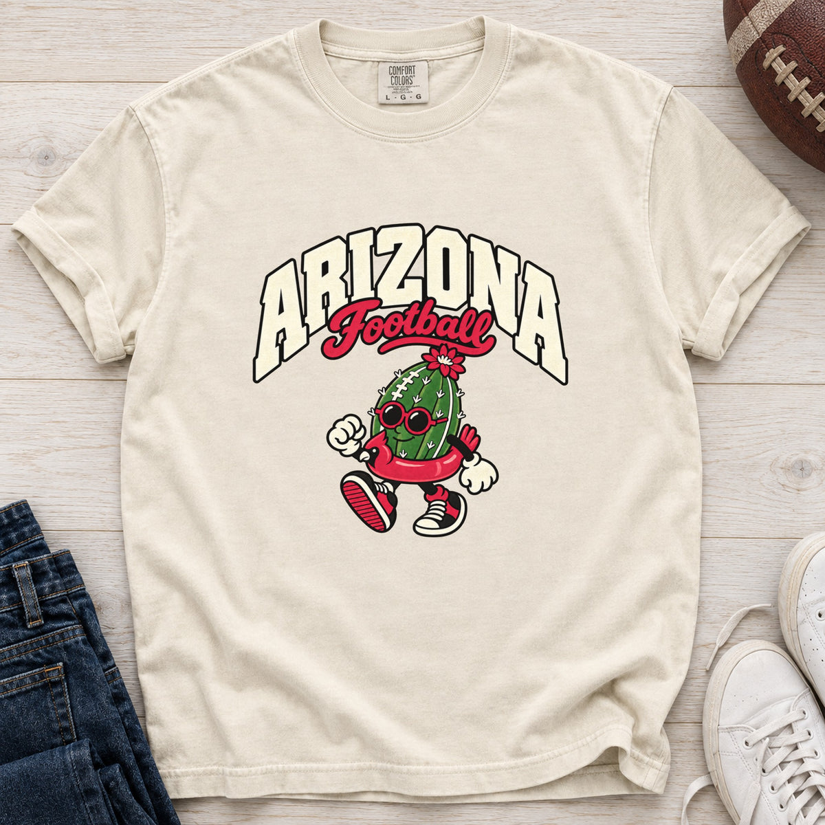 Arizona Football Retro Mascot T-Shirt in Comfort Colors Ivory