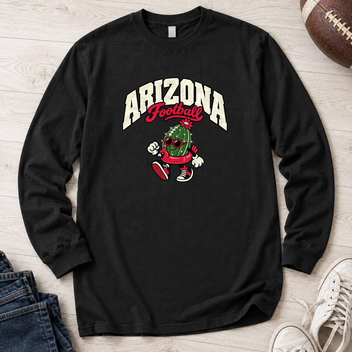 Arizona Football Retro Mascot Long Sleeve in Black