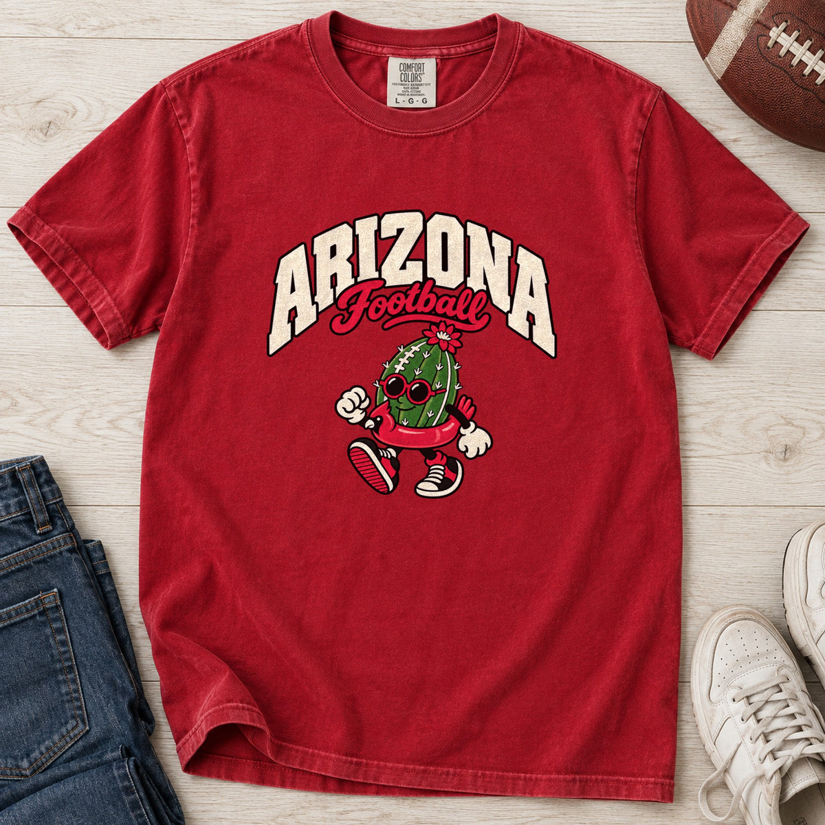 Arizona Football Retro Mascot T-Shirt in Comfort Colors Red