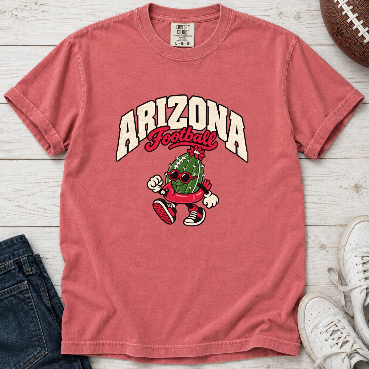Arizona Football Retro Mascot T-Shirt in Comfort Colors Watermelon