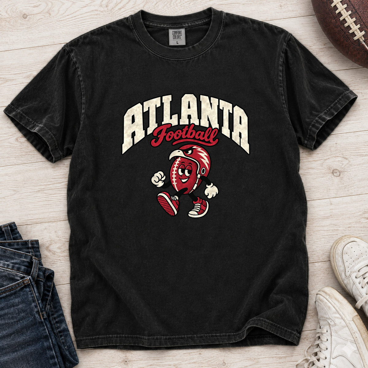Atlanta Football Retro Mascot T-Shirt in Comfort Colors Black