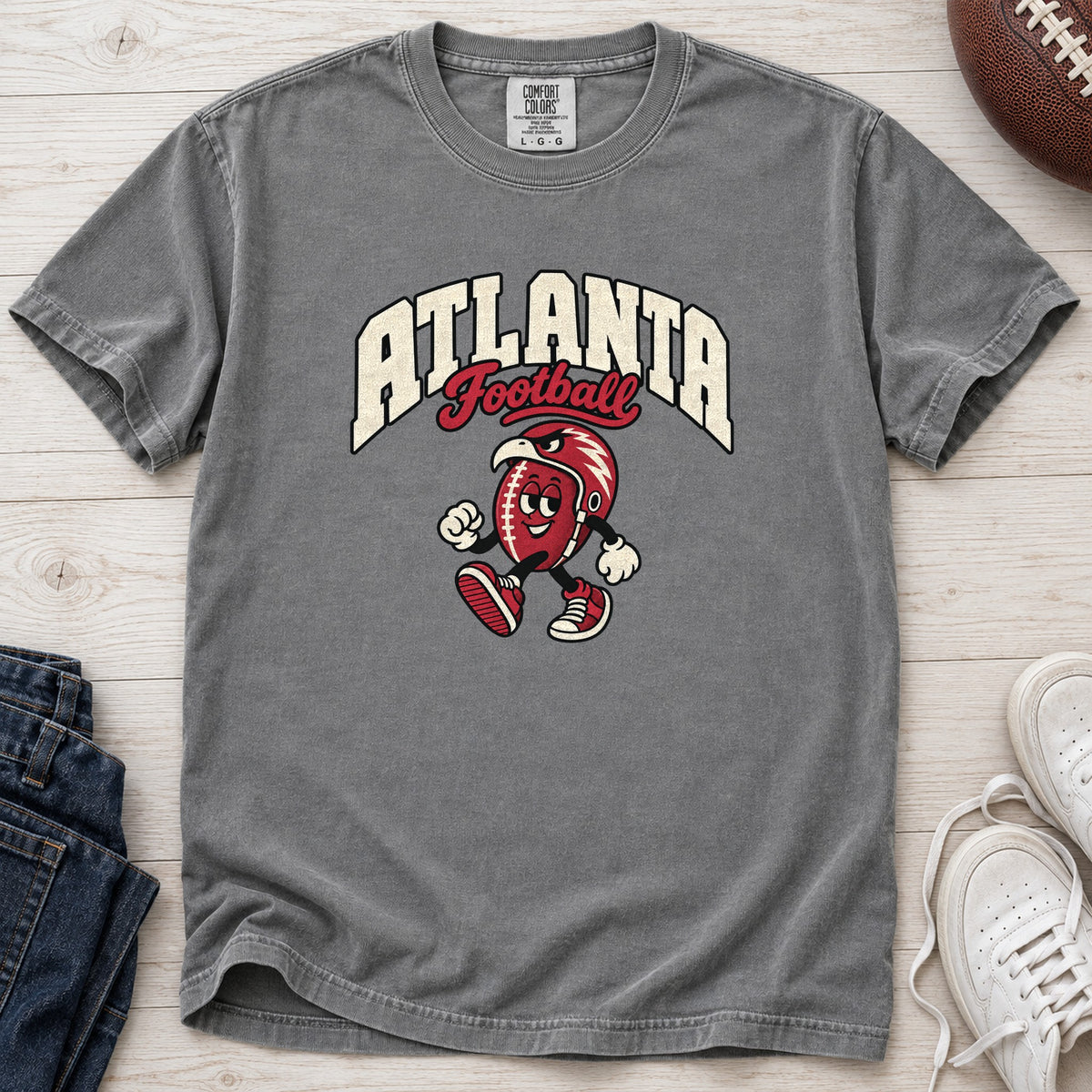 Atlanta Football Retro Mascot T-Shirt in Comfort Colors Grey