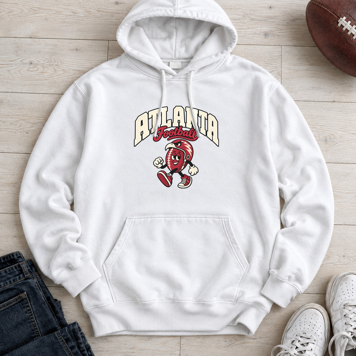 Atlanta Football Retro Mascot Hoodie in White