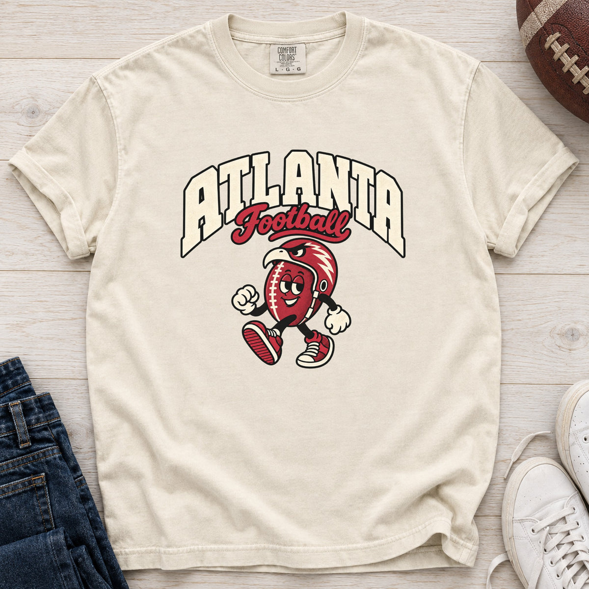 Atlanta Football Retro Mascot T-Shirt in Comfort Colors Ivory
