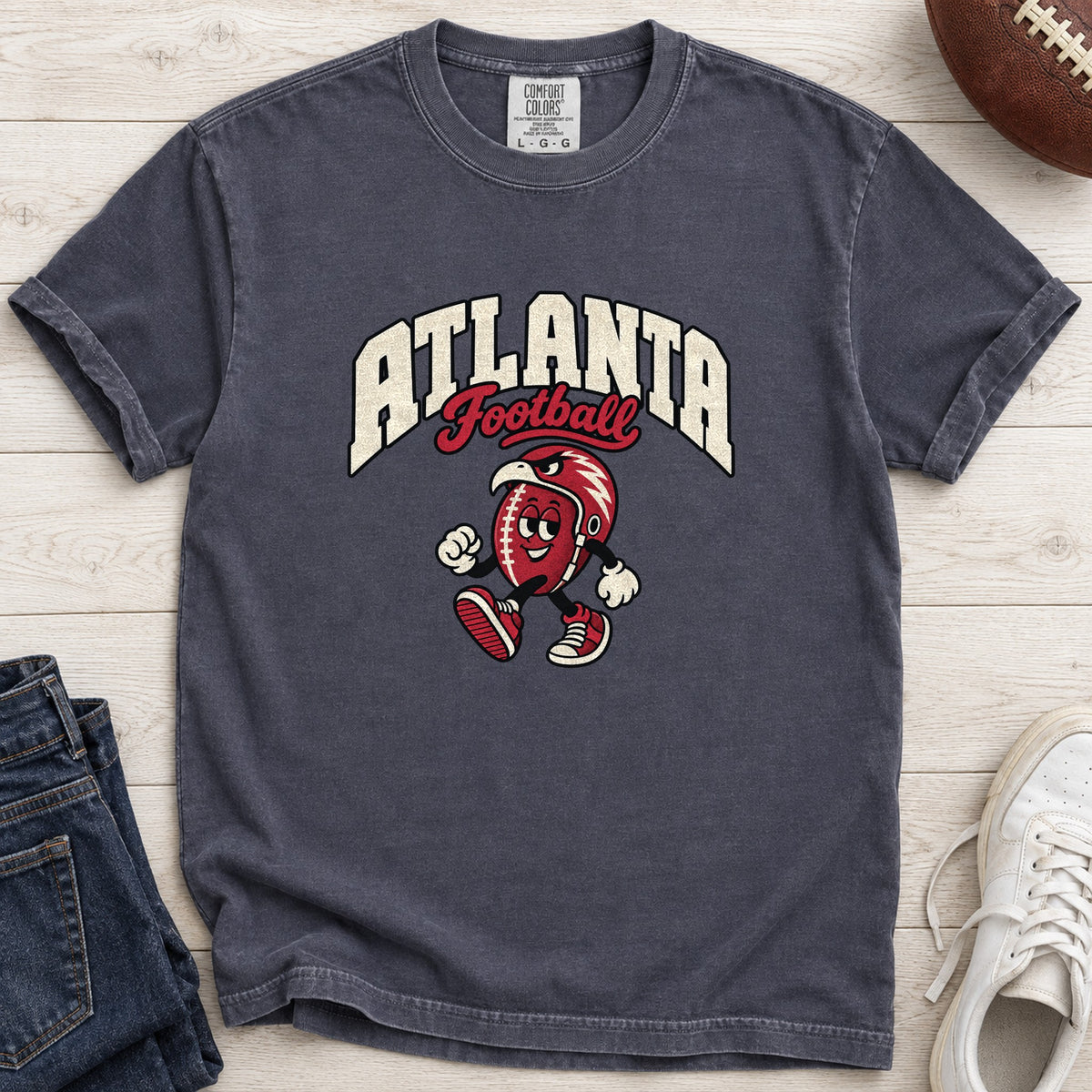 Atlanta Football Retro Mascot T-Shirt in Comfort Colors Navy
