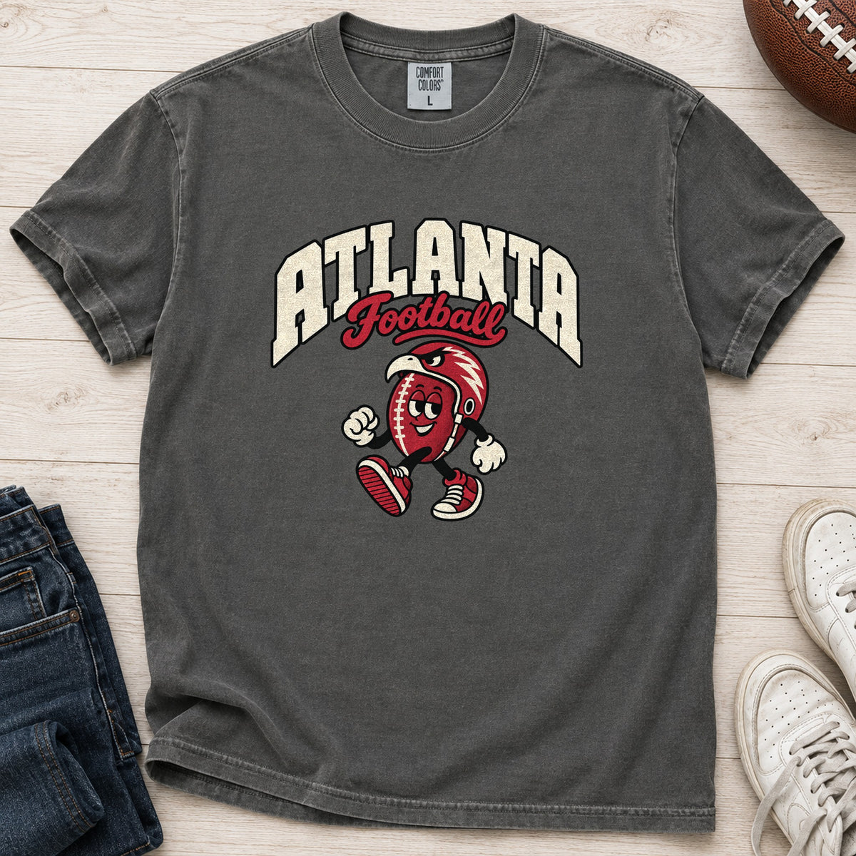 Atlanta Football Retro Mascot T-Shirt in Comfort Colors Pepper