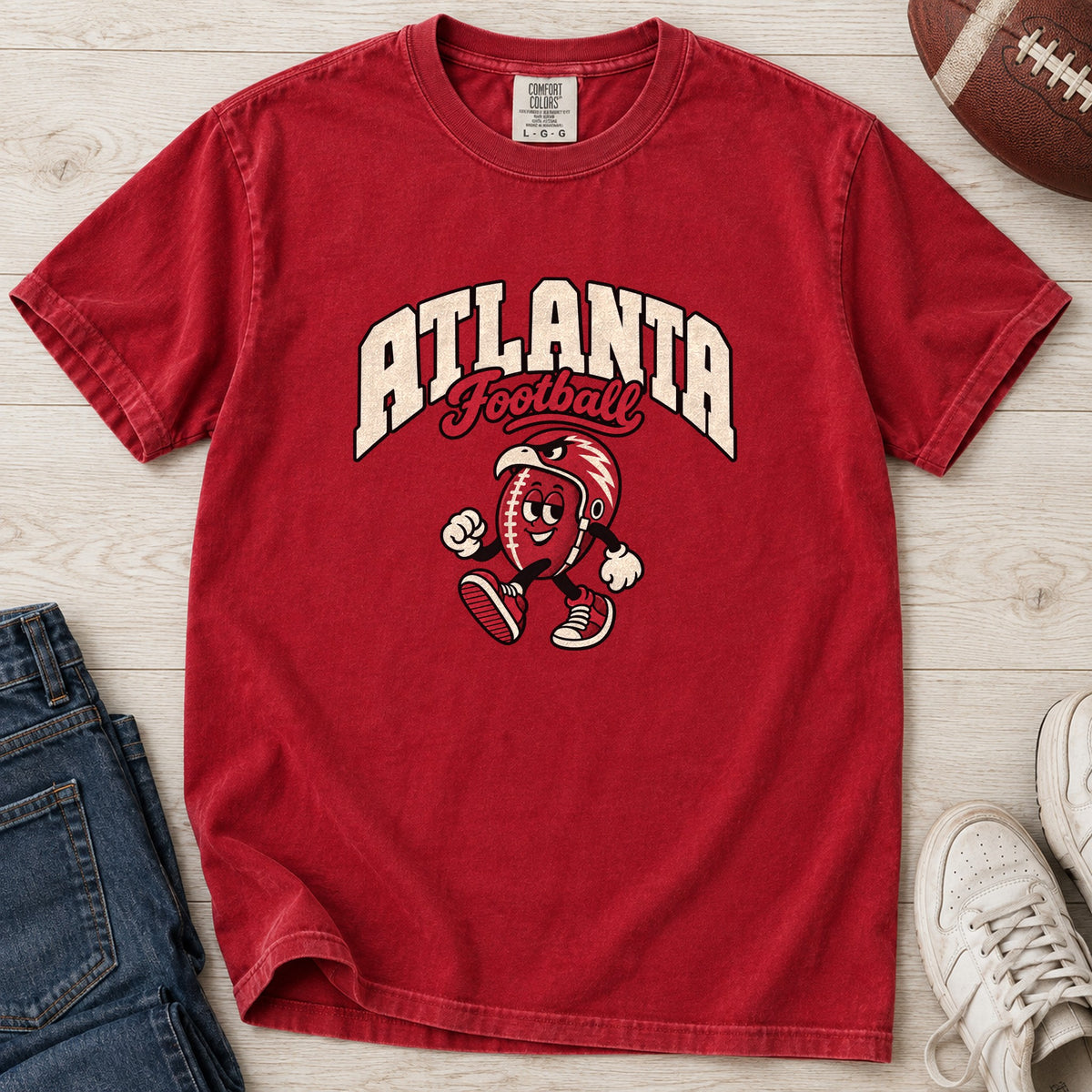 Atlanta Football Retro Mascot T-Shirt in Comfort Colors Red