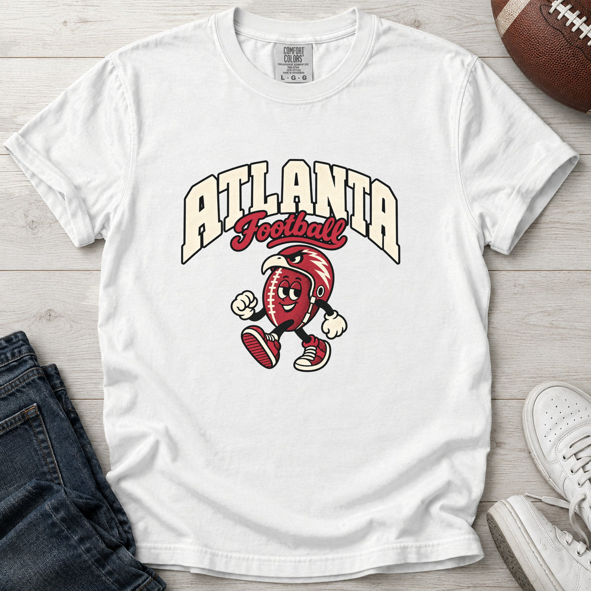 Atlanta Football Retro Mascot T-Shirt in Comfort Colors White