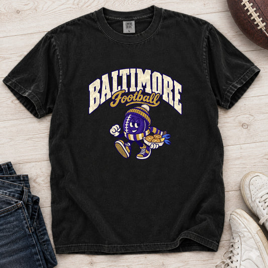 Baltimore Football Retro Mascot T-Shirt in Comfort Colors Black