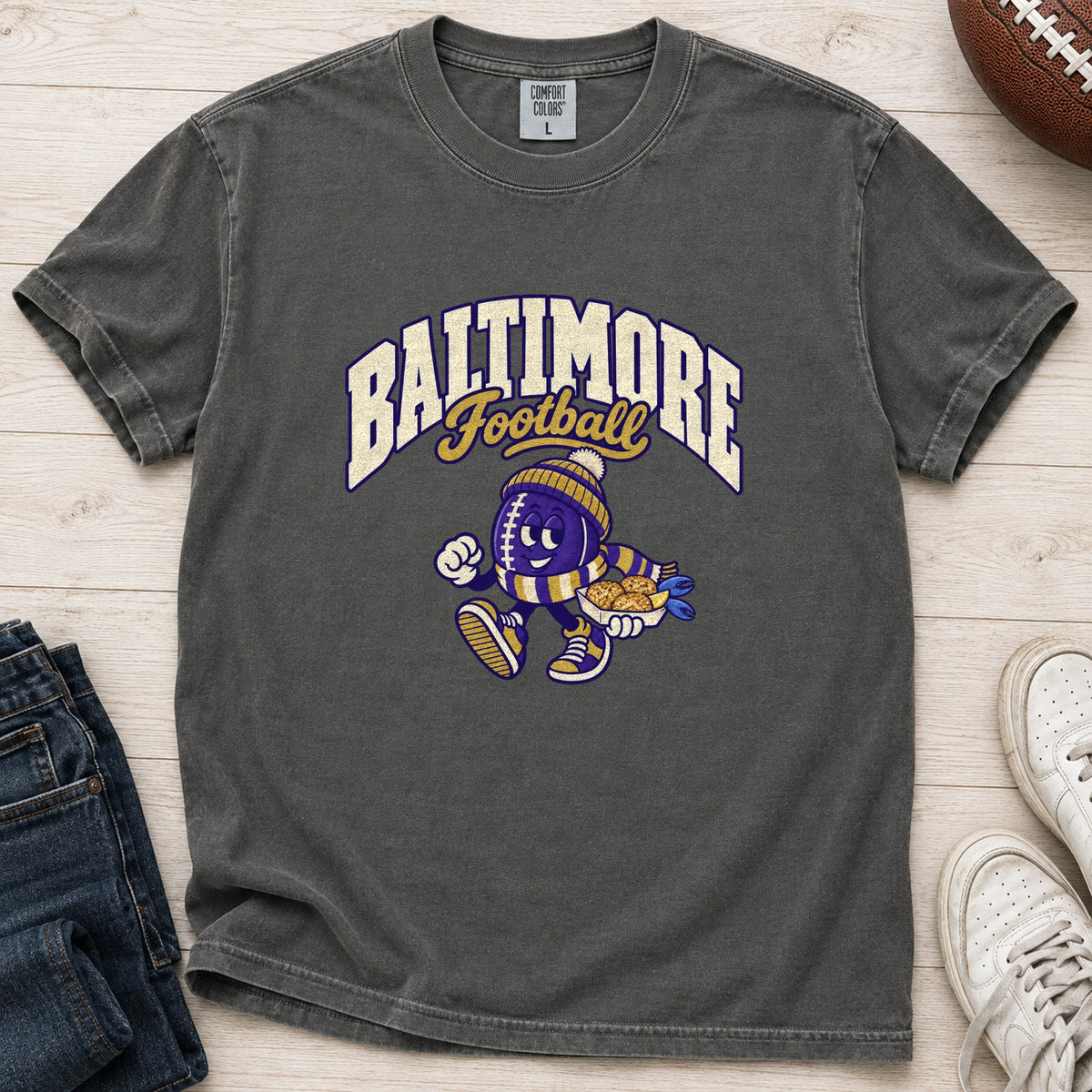 Baltimore Football Retro Mascot T-Shirt in Comfort Colors Pepper