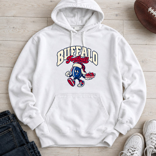 Buffalo Football Retro Mascot Hoodie in White