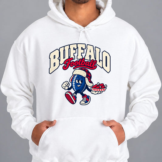 Buffalo Football Retro Mascot Hoodie in White